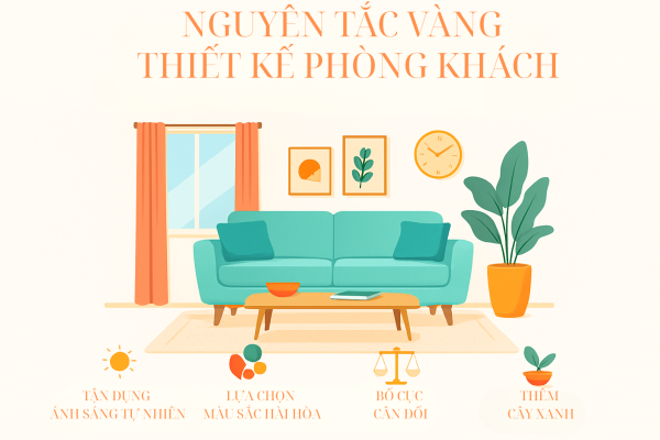 Bật mí “nguyên tắc vàng” gia chủ nên nhớ khi thiết kế phòng khách để vừa đẹp, vừa tiết kiệm chi phí