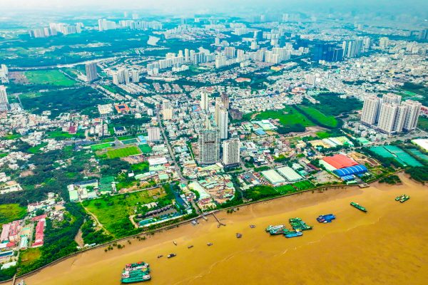 Toàn cảnh khu vực được Masterise đề xuất xây cầu 2 tầng đầu tiên ở TP.HCM, nối khu nhà giàu Phú Mỹ Hưng với sân bay Long Thành